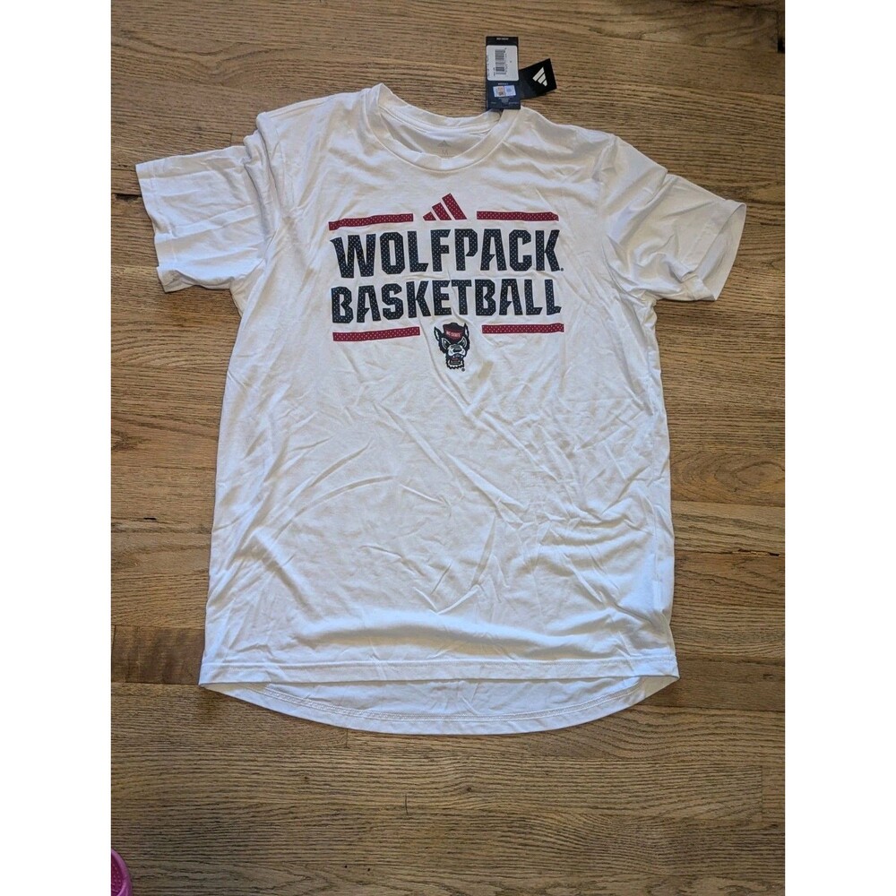 NWT SZ M  NC State Wolfpack adidas Aeroready Short Sleeve Shirt Men's White